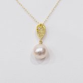 ［pearl591］ 8mm - 8.5mm ホワイトピンク ペンダント ダイヤモンド付 あこや真珠 ダイヤモンド：0.01ct