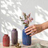陶器の花瓶 削ぎ ロング S・M・L フラワーベース セン トーツウ｜レッド ブルー パープル｜ おしゃれ かわいい｜北欧 カフェ風 インテリア 一輪挿し 花びん 花器｜ギフト プレゼント 新生活 母の日【TOTU】