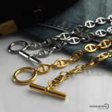 ステンレス マンテルネックレス アンカー チェーンネックレス 18KGP ゴールド シルバー シンプル 存在感 メタル お洒落 錨 レディース 女性 金属アレルギー対応