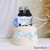 おむつケーキ 出産祝い 今治タオル オーガニック 人気 2段 男の子 赤ちゃん 誕生日プレゼント ハーフバースデー ベビーシャワー 送料無料 con9001