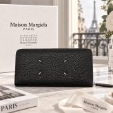 メゾン マルジェラ　Maison Margiela　ラウンドファスナー財布　S56UI0110 P4455 T8013　ブラック　レザー　ジップアラウンドウォレット