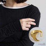 ステンレス 三日月と星のリング 2カラー 18KGP ゴールド gold シルバー 大ぶり オープンリング フリーサイズ レディース 女性 指輪 金属アレルギー対応