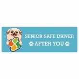 カーサイン 高齢者マーク SENIOR SAFE DRIVER ペキニーズ ステッカー シール 長方形 15x5cm 肉球 日本製 車