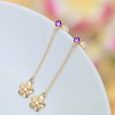 ハワイアンジュエリー ピアス プルメリア 2月の誕生石 アメシスト カラーストーン 誕生石ピアス 片耳(1個)購入可 K14イエロー ピンク ホワイト 選べる シリコンキャッチ BY THE SEA 20G ゲージ バイザシー プレゼント ハロウィン 【品番：GE402-2】