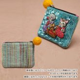 タマオワールド スパンコール刺繍ポーチ Picnic POC3667 ネコポス 送料無料 ポーチ 小物入れ 猫 ネコ ねこ レディース 刺繍 ファスナー スパンコール キーケース ハナカラクサ
