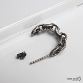 シルバー925 チェーンピアス アンティークピアス アズキ フープ シルバー スタッド 大きめ カーブ 片耳1点 メンズ 男性 金属アレルギー対応 イヤリング