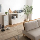 レンジ台 幅118cm×奥行40cm×高さ83.5cm キッチン ナチュラル パーティクルボード MDF メラミン 組立品 家電から食器 キッチンに必要なものを一台に集約できるワイドなレンジ台 美しく整ったキッチンづくりを叶えます ホワイトウォッシュ 新生活