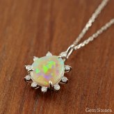 オパール ネックレス 1.205ct ダイヤモンド プラチナ Pt900 ペンダント シンプル エレガント 上品 レディース 宝石 ダイヤ 一粒 一石 ジュエリー 10月 誕生石 プレゼント