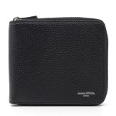 モンテスピガ　monte SPIGA　ラウンドファスナー 二つ折り財布　MOSMSP701BK　ブラック　黒　シュリンクレザー　牛革　ジップアラウンド ウォレット
