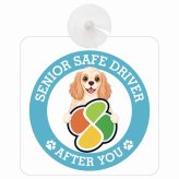 カーサイン 高齢者マーク SENIOR SAFE DRIVER アメリカンコッカースパニエル 車内用 吸盤タイプ 収れん火災防止タイプ 肉球 日本製 車 ステッカー