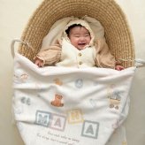 【お名前入りブランケット】Hello Baby ハローベビー 赤ちゃん 新生児 名入れ ギフト 出産祝い ニューボーン 誕生日 出産準備 撮影アイテム ベビーブランケット