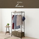 ラック 棚付きハンガー スリム 引出し 2杯 省スペース ワードローブ クローゼットハンガー コンパクト 大容量 衣類収納 洋服掛け 洋服ハンガー コート掛け キャスター付き 移動楽々 一人暮らし スチール 引き出し おしゃれ 新生活