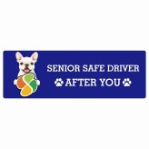 カーサイン 高齢者マーク SENIOR SAFE DRIVER フレンチブルドッグ ステッカー シール 長方形 20x6.7cm 肉球 日本製 車