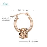ハワイアンジュエリー フープピアス ピアス ピンクゴールド ピアス 外径13mm クロッシングピアス プルメリア 透かし バレル 樽 小ぶり ゴールド 揺れる 片耳(1個)購入可 K14ピンクゴールド 20G ゲージ BY THE SEA バイザシー プレゼント ハロウィン 【品番：GE211R】