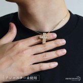 クロスネックレス パヴェ ストーン ペンダントネックレス ゴールドネックレス ベネチアンチェーン 細身 厚みあり ハワイアン柄 キラキラ ラグジュアリー 高級感 ショート 男女兼用 レディース 女性