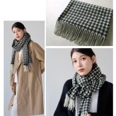 カシミヤ 100% ストール マフラー レディース ハウンドトゥース 格子柄 大判 厚手 【184cm×60cm】 【名入れ刺繍可能】 千鳥格子 カシミア カシミアマフラー レディースマフラー カシミヤ100％ 秋冬 女性 ギフト プレゼント 7F (02000334r)
