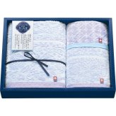 伊予国 花つむぎ バス フェイス ウォッシュタオル 3枚セット つむぎ [26-7535-075] IH5032 綿100パーセント 日本製 藍染め 更紗 レース風 花柄 内祝い 出産 快気 香典返し ギフト