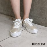 ルコライン スニーカー ルコライン 靴 RUCO LINE RUCO-018BE CALF PU LUX 光沢 ベージュ 合皮 無地 ローカット ファスナー無し ルコライン レディース シューズ パールベージュ RUCO LINE ルコラインスニーカー フラットソール 新作 取扱店 京都 母の日