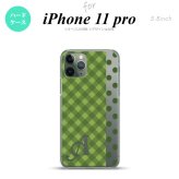 iPhone11Pro iPhone11 Pro スマホケース ハードケース チェック ドット 緑 +アルファベット メンズ レディース nk-i11p-1524i