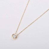 ダイヤモンド ネックレス K18YG 18金 イエローゴールド 0.1ct フクリン留め ペンダント 一粒 ダイヤ 覆輪 シンプル スキンジュエリー レディース 華奢 記念日 ギフト プレゼント