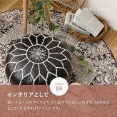 プフ スツール ルタ 直径約40cm Mサイズ 円形 クッション オットマン フェイクレザー 合皮 モロッカン 刺繍 フェイクレザーのモロッカンプフ 椅子 イス チェア 家具 インテリア PUレザー アイボリー ブラウン ブラック 新生活