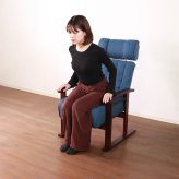 高座椅子 アビー リクライニング 天然木 ポケットコイル グレー・ブルー W61xD70-129xH101-110cm座面高35/38/4 座椅子 リクライニングチェア パーソナルチェア 肘付き グレイ ブルー おしゃれ