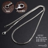 シルバー925 ベネチアンチェーン ボックスチェーン シルバーチェーンネックレス 重厚感 幅2.5mm ロジウムGP 男女兼用 金属アレルギー対応