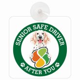 カーサイン 高齢者マーク SENIOR SAFE DRIVER イングリッシュセター 車内用 吸盤タイプ 収れん火災防止タイプ 肉球 日本製 車 ステッカー