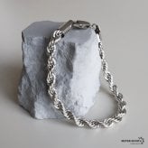 ステンレス ロープチェーンブレスレット 幅6mm シルバー メンズ ボリューム ツイスト 立体感 太め シンプル カジュアル ストリート モード きれいめ おしゃれ かっこいい アクセサリー 手元のポイント 金属アレルギー対応