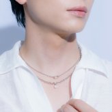 ネックレス 二重 チェーン パールチャーム ブラス ペアアクセ ユニセックス お揃い