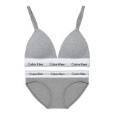 カルバンクライン Calvin Klein(CK) ブラ&ショーツ セット ロゴ 無地 ノンワイヤー アンダーウェア インナー 下着 QF8498+QF8520 レディース グレー