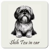 イラスト付 Dog in Car シーズー Bタイプ カーサイン 車 マグネットステッカー 犬 マグネット 強力 13x13cm 正方形 おしゃれ かわいい ドラレコステッカー 安全対策 危険運転 煽り運転 アニマル 動物 犬種別 屋外 防水 屋内