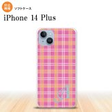 iPhone14 plsu iPhone14 plsu スマホケース 背面ケースソフトケース チェック B ピンク +アルファベット 2022年 10月発売 nk-i14pl-tp434i