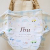【お名前入りブランケット】Boys toybox 名入れ ギフト 出産祝い 新生児 ニューボーン 誕生日 出産準備 撮影アイテム ベビーブランケット おもちゃ箱　チェック柄  くま 恐竜 くるま