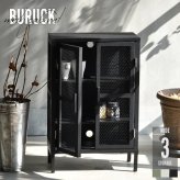 BURUCK ワイドメッシュキャビネット 3段 BRLS0330 メタルラック リビング収納 インダストリアル レトロ 角型 スチール ラック収納 スチールラック スチールシェルフ 扉付き メタルシェルフ 新生活