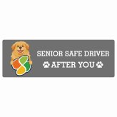 カーサイン 高齢者マーク SENIOR SAFE DRIVER チベタンマスティフ ステッカー シール 長方形 15x5cm 肉球 日本製 車