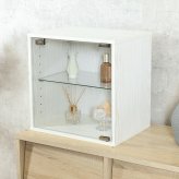 コレクションボックス(前板ガラス) オーク オーク・オークホワイト 2色展開 収納ラック オープンラック シェルフ 整理棚 収納家具 おしゃれ シンプル 新生活 インテリア 不二貿易