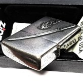 ZIPPO 武士道 刀 ジッポ ライター 和柄 クロームバレル かっこいい メタルエンブレム 日本 アンティーク シルバー 渋い おしゃれ 銀 メンズ プレゼント ギフト