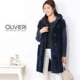 OLIVIERI/オリヴィエリ シェアード ムートン ロング コート ダブルフェイス フード付き イタリア製/レディース 毛皮 ファー ロングコート アウター 秋 冬 ギフト プレゼント 7F (01000692r)