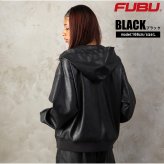 FUBU フブ レザージャケット メンズ レディース fam-62300 フェイクレザー ジップ フーディー パーカー ブルゾン 合皮 スクリプトロゴ 刺繍 ビッグシルエット ストリート ヒップホップ ダンス カジュアル M L XL XXL 2026FW Karlas