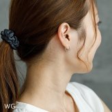 フープ ピアス アレルギー 医療用 ステンレス ハーフエタニティ キュービックジルコニア 6石 2×12mm キャッチレス つけっぱなし ひっかからない 片耳 レディース 小さめ きれいめ 上品 プレゼント