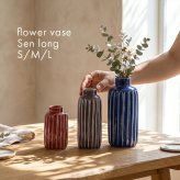 陶器の花瓶 削ぎ ロング S・M・L フラワーベース セン トーツウ｜レッド ブルー パープル｜ おしゃれ かわいい｜北欧 カフェ風 インテリア 一輪挿し 花びん 花器｜ギフト プレゼント 新生活 母の日【TOTU】