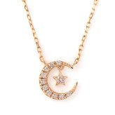 ダイヤモンド ネックレス 0.07ct 三日月 星 月 K10 K18 10K 18K 10金 18金 プラチナ 女性 レディース 誕生日 記念日 プレゼント ギフト 誕生日プレゼント 10代 20代 30代 40代 妻 彼女 スター ムーン ゴールド ホワイトゴールド ピンクゴールド イエローゴールド ダイヤ 揺れる アクセサリー アレルギー対応 金属アレルギー