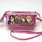 タマオワールド Louis Wain Kittens お財布ポシェット SHO3657 SHO3658 送料無料 バッグ 財布 ショルダーバッグ ブラック ピンク ブラック ハナカラクサ