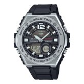 箱なし カシオ 腕時計 メンズ ブラック シルバー アナデジ CASIO 海外モデル 10年電池 100m防水 ワールドタイム ストップウォッチ タイマー アラーム スポーツ プレゼント ギフト 成人 卒業 入学