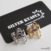 ステンレス ニュアンスリング ごつめ 不規則 多重ライン メタルリング オープンリング ワイドリング ゴールド シルバー 指輪 太め 大きめ 存在感 お洒落 幾何学 個性的 プチプラ ウェーブ レディース 女性 金属アレルギー対応