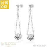 ハワイアンジュエリー ゴールド ピアス ホワイトゴールド ピアス 透かしバレル ミル打ち チェーン プルメリア ハイビスカス ミルグレイン 揺れる 片耳(1個)購入可 K14 シリコンキャッチ 20G ゲージ BY THE SEA バイザシー プレゼント ハロウィン 【品番：GE312W】