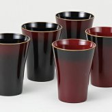 ぼかし塗　フリーカップ　五客揃 インテリア 漆器 盆 カタログギフト 景品 粗品