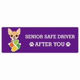 カーサイン 高齢者マーク SENIOR SAFE DRIVER チワワ ステッカー シール 長方形 20x6.7cm 肉球 日本製 車