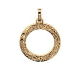 金属アレルギー対応 ペンダントトップ ハワイアンジュエリー 純チタン ゴールドカラー ペンダントトップ 刻印無料 誕生石 サークル チェーン別売り イオンプレーティング メンズ レディース プレゼント ハロウィン 【品番：TIP406-Y】